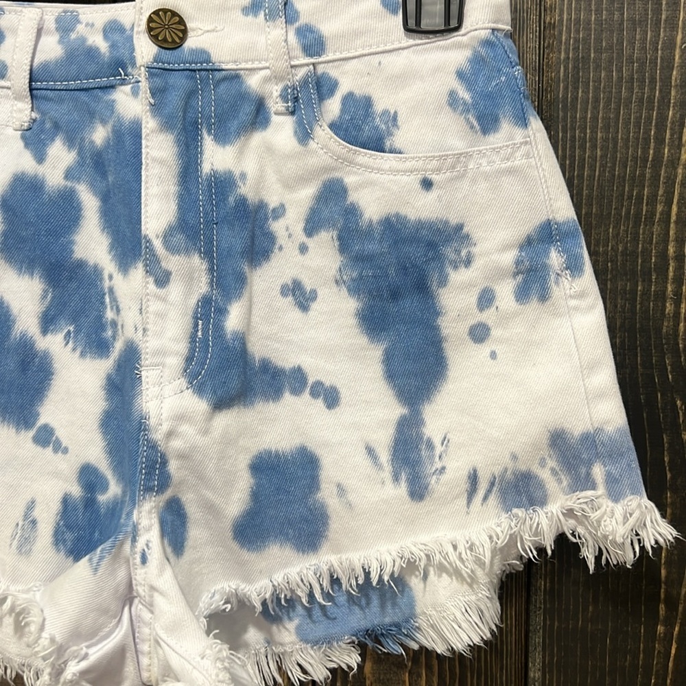 Show Me Your Mumu High‎ Rise Tie Dye Denim Cutoff Shorts Size 25 - Picture 3 of 10
